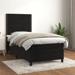 Casa si Gradina - Mobilier - Paturi si accesorii - Paturi - Pat box spring cu saltea, negru, 80x200 cm, catifea - Infinity.ro