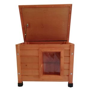 Pet Casa de pisici de exterior, maro, 57x45x43 cm, lemn