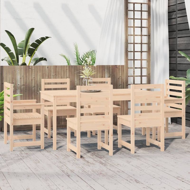 Casa si Gradina - Gradina si terasa - Mobilier exterior - Seturi mobila gradina - Set cu masa de gradina, 7 piese, lemn masiv de pin - Infinity.ro