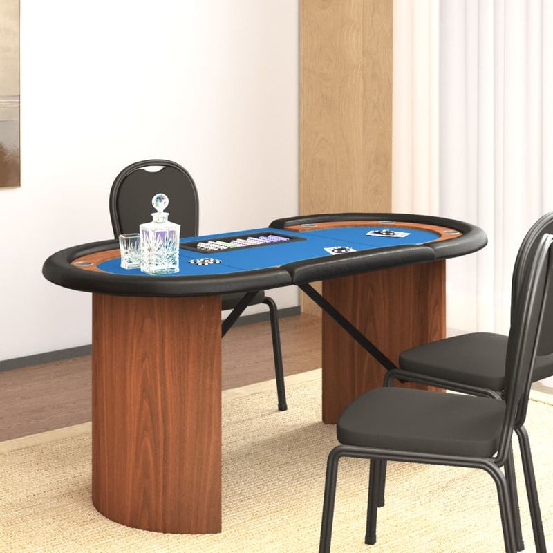 Casa si Gradina - Mobilier - Mese si birouri - Mese living - Masa de poker 10 jucatori, tava jetoane, albastru, 160x80x75 cm - Infinity.ro