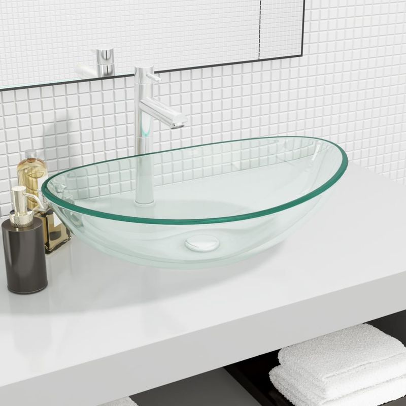 Casa si Gradina - Sanitare - Lavoar baie si accesorii - Lavoare si piedestale - Chiuveta, transparent, 54,5x35x15,5 cm, sticla securizata - Infinity.ro