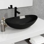 Casa si Gradina - Sanitare - Lavoar baie si accesorii - Lavoare si piedestale - Chiuveta din sticla securizata, negru, 54,5x35x15,5 cm - Infinity.ro