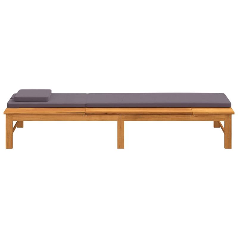 Casa si Gradina - Gradina si terasa - Mobilier exterior - Scaune si sezlonguri gradina - Sezlong cu saltea si perna gri inchis, lemn masiv de acacia - Infinity.ro