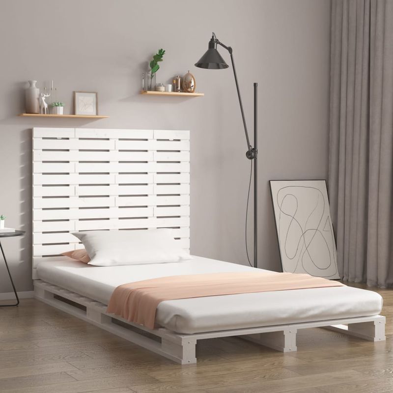 Casa si Gradina - Mobilier - Paturi si accesorii - Accesorii paturi - Tablie de pat pentru perete, alb, 106x3x91,5 cm, lemn masiv pin - Infinity.ro
