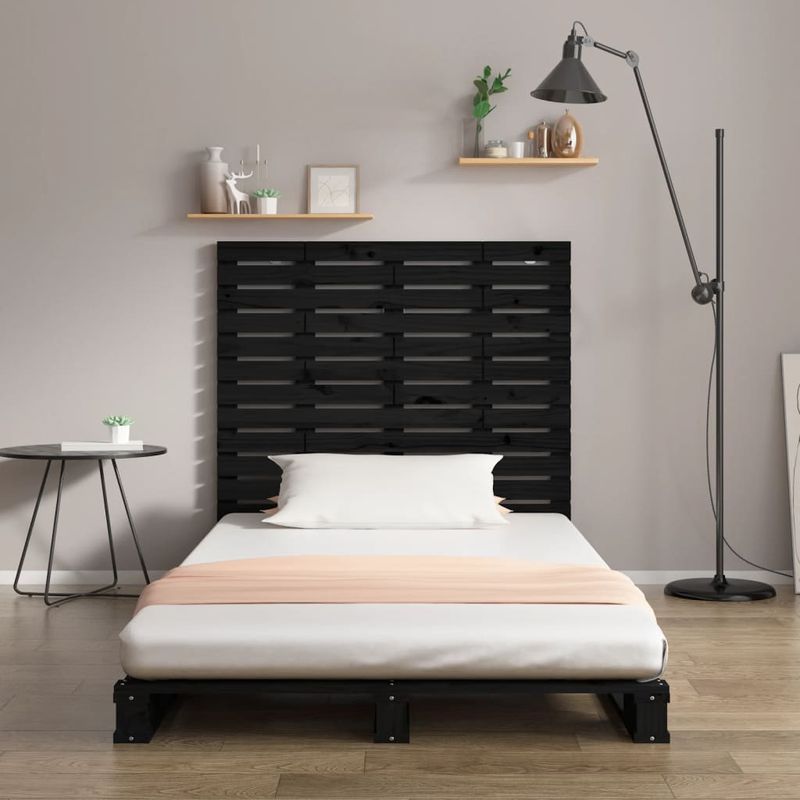 Casa si Gradina - Mobilier - Paturi si accesorii - Accesorii paturi - Tablie de pat pentru perete, negru 141x3x91,5 cm lemn masiv pin - Infinity.ro
