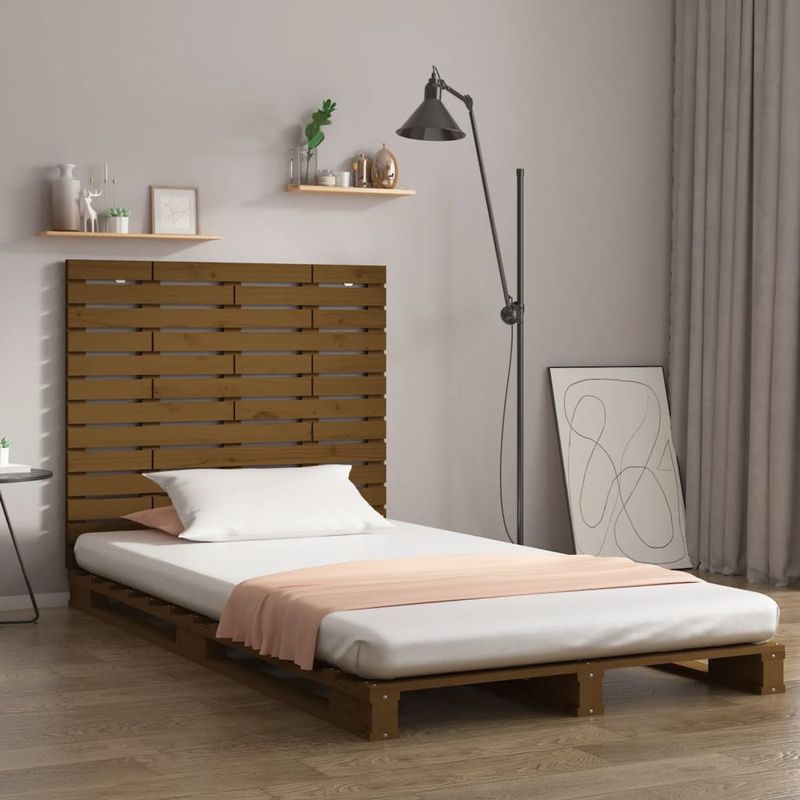 Casa si Gradina - Mobilier - Paturi si accesorii - Accesorii paturi - Tablie de pat pentru perete, maro miere, 106x3x91,5 cm lemn pin - Infinity.ro