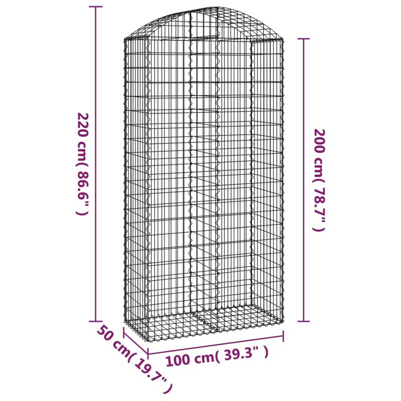 Casa si Gradina - Gradina si terasa - Garduri, panouri si accesorii - Cos gabion arcuit, 100x50x200/220 cm, fier galvanizat - Infinity.ro