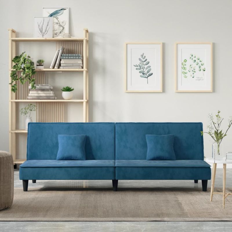 Casa si Gradina - Mobilier - Canapele si coltare - Canapele - Canapea extensibila, albastru, catifea - Infinity.ro