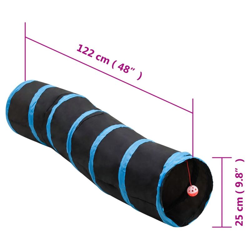 Jucarii, Copii si Bebe - Jucarii si jocuri - Jucarii de exterior - Spatii de joaca si accesorii - Tunel pentru pisici in forma S, negru/albastru 122 cm poliester - Infinity.ro