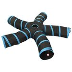 Petshop - Accesorii petshop - Jucarii animale - Ansambluri de joaca - Tunel pentru pisici in forma S, negru și albastru, 25 cm, poliester, model 5 căi - Infinity.ro
