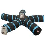 Petshop - Accesorii petshop - Jucarii animale - Ansambluri de joaca - Tunel pentru pisici in forma S, negru și albastru, 25 cm, poliester, model 5 căi - Infinity.ro