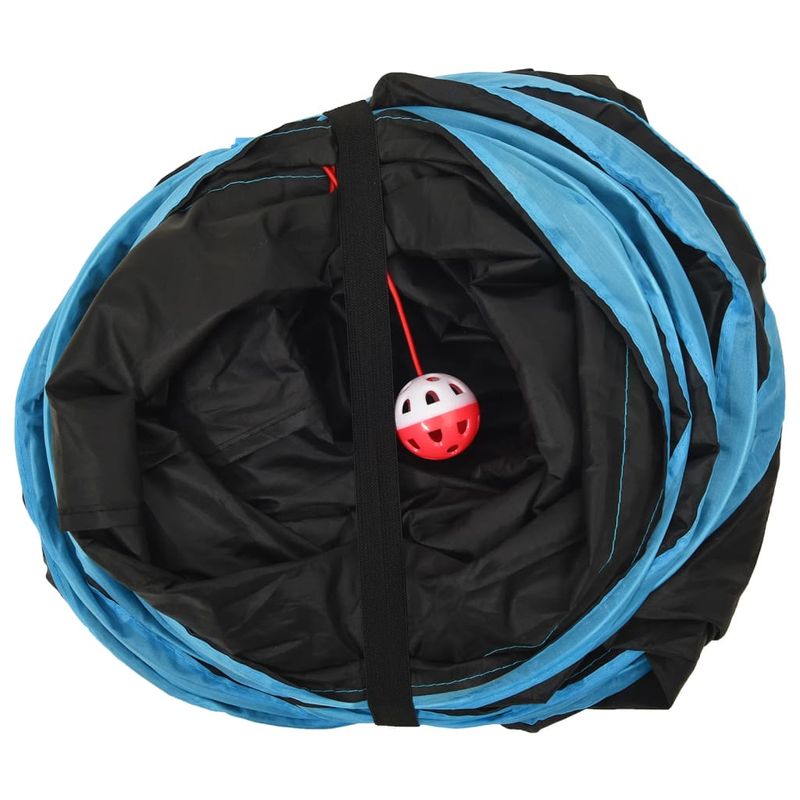 Petshop - Accesorii petshop - Jucarii animale - Ansambluri de joaca - Tunel pentru pisici in forma S, negru și albastru, 25 cm, poliester, model 5 căi - Infinity.ro