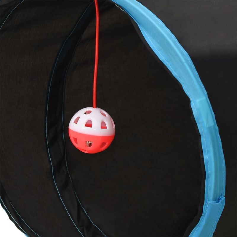 Petshop - Accesorii petshop - Jucarii animale - Ansambluri de joaca - Tunel pentru pisici in forma S, negru și albastru, 25 cm, poliester, model 5 căi - Infinity.ro