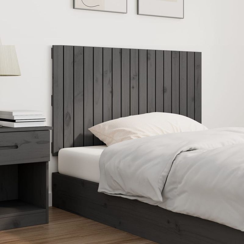 Casa si Gradina - Mobilier - Paturi si accesorii - Accesorii paturi - Tablie de pat pentru perete, gri, 108x3x60 cm, lemn masiv pin - Infinity.ro