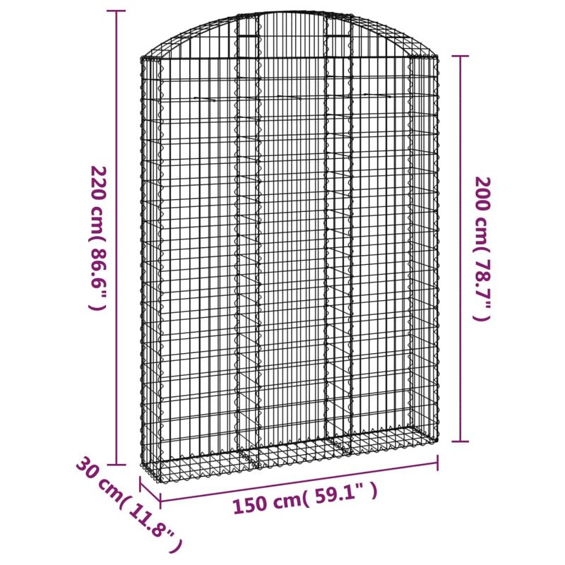 Casa si Gradina - Gradina si terasa - Garduri, panouri si accesorii - Cos gabion arcuit, 150x30x200/220 cm, fier galvanizat - Infinity.ro
