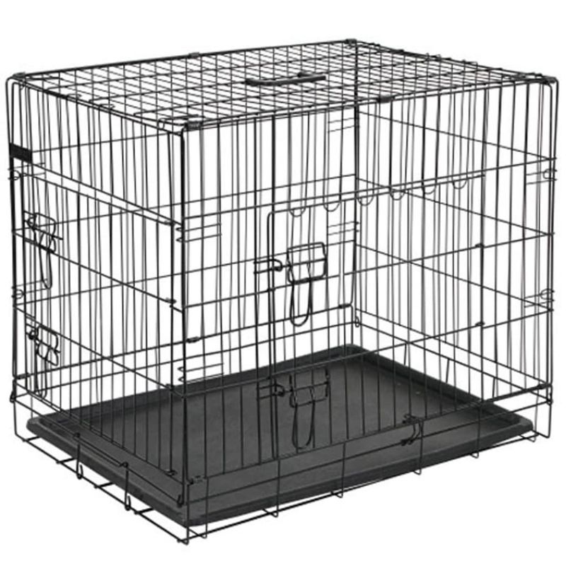 Petshop - Accesorii petshop - Culcusuri si custi - Genti si articole transport - Pet Cusca transport caini, negru, 92,5x57,5x64 cm, metal, 15003 - Infinity.ro