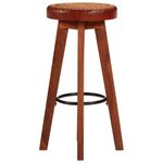 Casa si Gradina/Mobilier/Scaune si fotolii/Scaune - Scaune de bar, 2 buc., piele naturala si lemn masiv de acacia - Infinity.ro