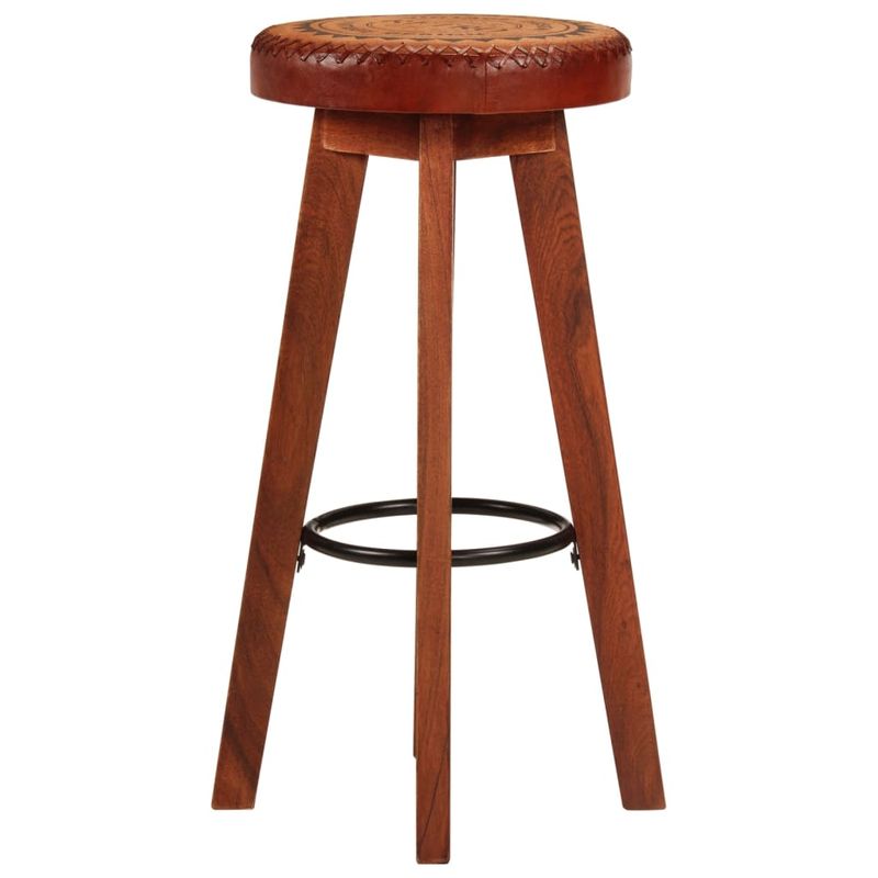 Casa si Gradina/Mobilier/Scaune si fotolii/Scaune - Scaune de bar, 2 buc., piele naturala si lemn masiv de acacia - Infinity.ro