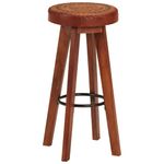 Casa si Gradina/Mobilier/Scaune si fotolii/Scaune - Scaune de bar, 2 buc., piele naturala si lemn masiv de acacia - Infinity.ro