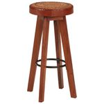 Casa si Gradina/Mobilier/Scaune si fotolii/Scaune - Scaune de bar, 2 buc., piele naturala si lemn masiv de acacia - Infinity.ro