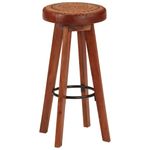 Casa si Gradina/Mobilier/Scaune si fotolii/Scaune - Scaune de bar, 2 buc., piele naturala si lemn masiv de acacia - Infinity.ro