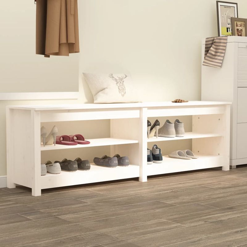 Casa si Gradina - Mobilier - Organizare si depozitare - Organizator incaltaminte - Banca pentru pantofi, alb, 160x36,5x50 cm lemn masiv pin - Infinity.ro