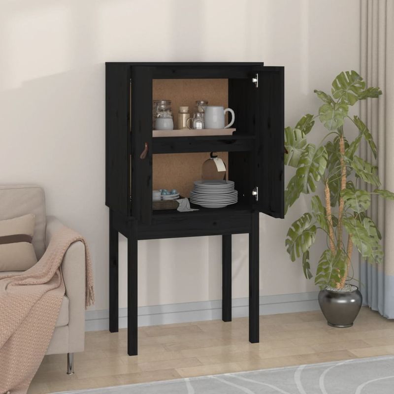 Casa si Gradina - Mobilier - Comode si corpuri - Corpuri bucatarie - Dulap inalt, negru, 60x40x120 cm, lemn masiv de pin - Infinity.ro