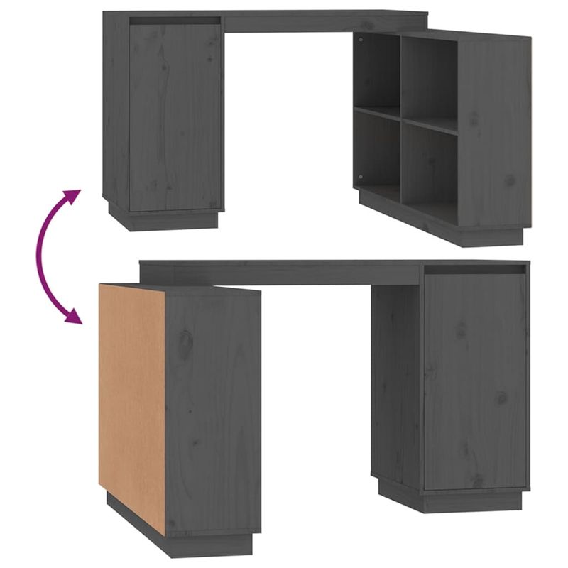 Casa si Gradina - Mobilier - Mese si birouri - Birouri - Birou, gri, 110x50x75 cm, lemn masiv de pin - Infinity.ro