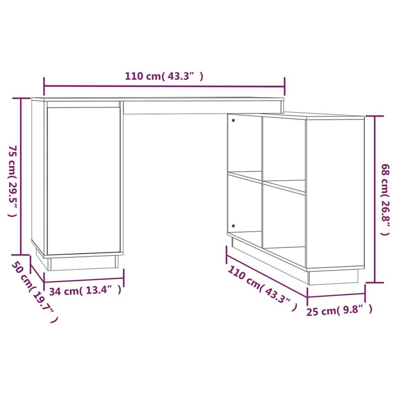 Casa si Gradina - Mobilier - Mese si birouri - Birouri - Birou, gri, 110x50x75 cm, lemn masiv de pin - Infinity.ro