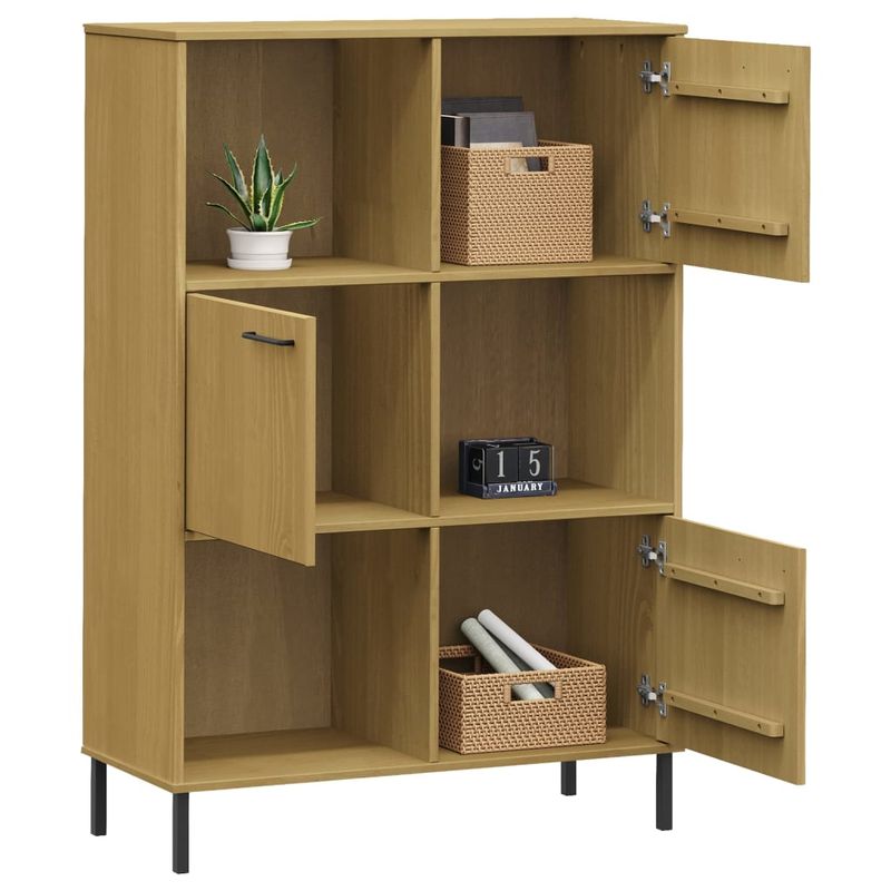 Casa si Gradina - Mobilier - Biblioteci si rafturi - Biblioteci - Biblioteca cu picioare metalice OSLO, maro, 90x35x128,5 cm lemn - Infinity.ro