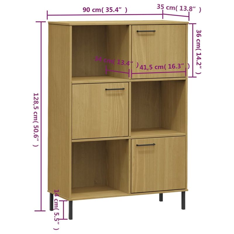 Casa si Gradina - Mobilier - Biblioteci si rafturi - Biblioteci - Biblioteca cu picioare metalice OSLO, maro, 90x35x128,5 cm lemn - Infinity.ro
