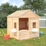 Jucarii, Copii si Bebe - Jucarii si jocuri - Jucarii de exterior - Casute si corturi copii - Casa de joaca, usa cu blocare/ghivece de flori, lemn masiv brad, maro - Infinity.ro