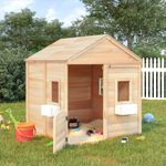 Jucarii, Copii si Bebe - Jucarii si jocuri - Jucarii de exterior - Casute si corturi copii - Casa de joaca, usa cu blocare/ghivece de flori, lemn masiv brad, maro - Infinity.ro