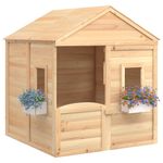 Jucarii, Copii si Bebe - Jucarii si jocuri - Jucarii de exterior - Casute si corturi copii - Casa de joaca, usa cu blocare/ghivece de flori, lemn masiv brad, maro - Infinity.ro