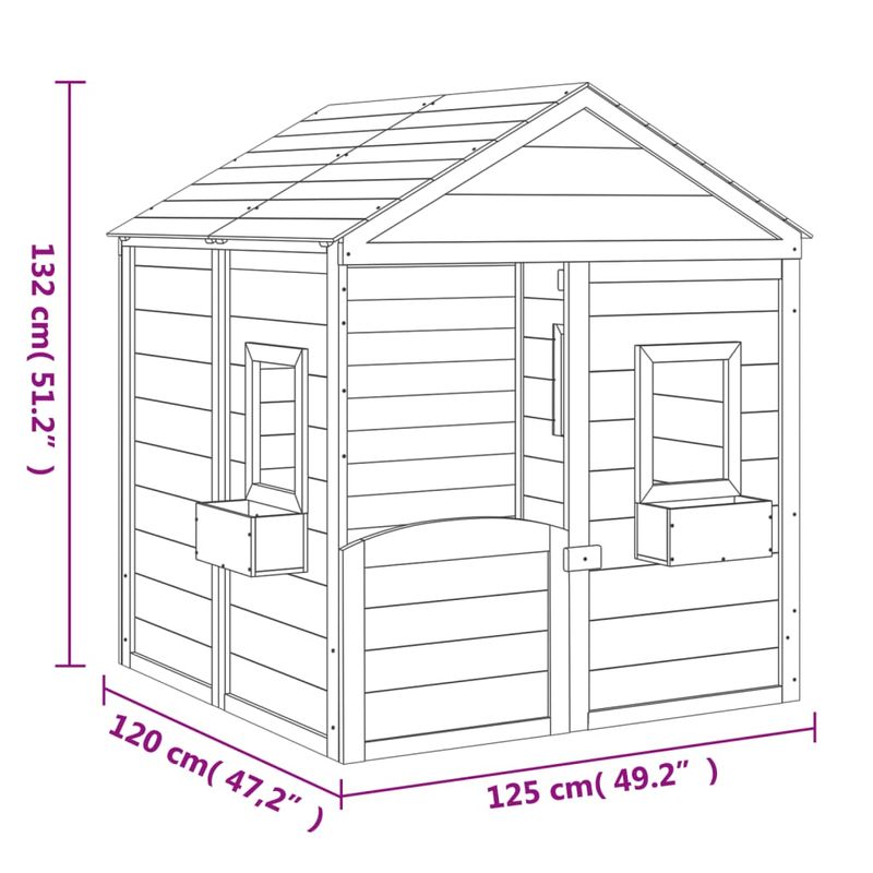 Jucarii, Copii si Bebe - Jucarii si jocuri - Jucarii de exterior - Casute si corturi copii - Casa de joaca, usa cu blocare/ghivece de flori, lemn masiv brad, maro - Infinity.ro