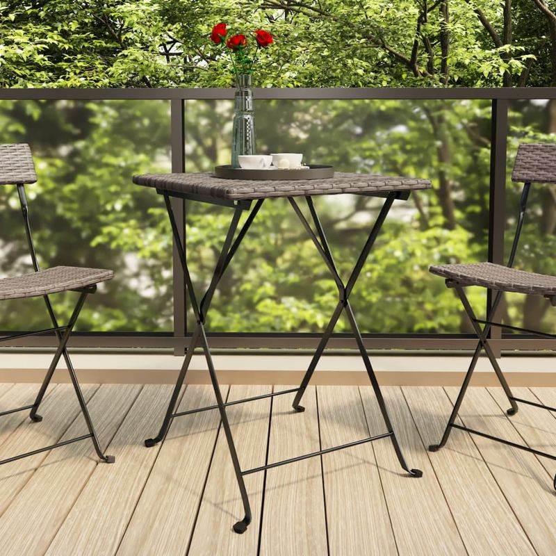 Casa si Gradina - Gradina si terasa - Mobilier exterior - Mese gradina - Masa de bistro pliabila, gri, 55x54x71 cm, poliratan - Infinity.ro