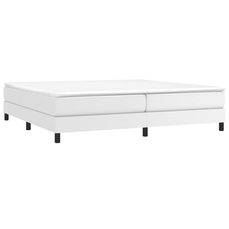 Casa si Gradina - Mobilier - Paturi si accesorii - Paturi - Pat box spring cu saltea, alb, 200x200 cm, piele ecologica - Infinity.ro