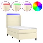 Casa si Gradina - Mobilier - Paturi si accesorii - Paturi - Pat continental cu saltea si LED, saltea si LED, crem, 90x200 cm, piele ecologica - Infinity.ro