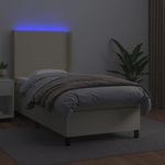 Casa si Gradina - Mobilier - Paturi si accesorii - Paturi - Pat continental cu saltea si LED, saltea si LED, crem, 90x200 cm, piele ecologica - Infinity.ro