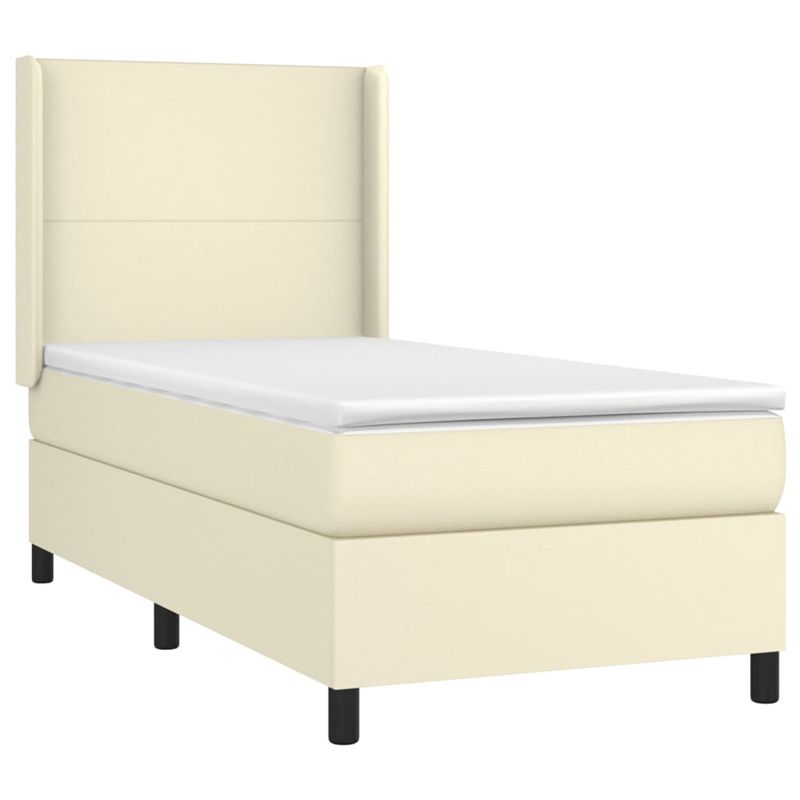 Casa si Gradina - Mobilier - Paturi si accesorii - Paturi - Pat continental cu saltea si LED, saltea si LED, crem, 90x200 cm, piele ecologica - Infinity.ro