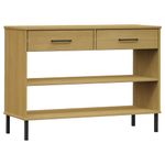 Casa si Gradina - Mobilier - Mese si birouri - Mese living - Noptiera cu picioare metalice „OSLO”, maro, lemn masiv pin - Infinity.ro