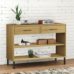 Casa si Gradina - Mobilier - Mese si birouri - Mese living - Noptiera cu picioare metalice „OSLO”, maro, lemn masiv pin - Infinity.ro
