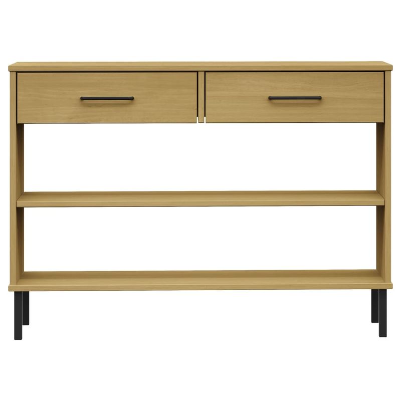Casa si Gradina - Mobilier - Mese si birouri - Mese living - Noptiera cu picioare metalice „OSLO”, maro, lemn masiv pin - Infinity.ro