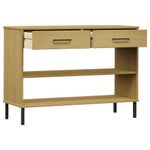 Casa si Gradina - Mobilier - Mese si birouri - Mese living - Noptiera cu picioare metalice „OSLO”, maro, lemn masiv pin - Infinity.ro