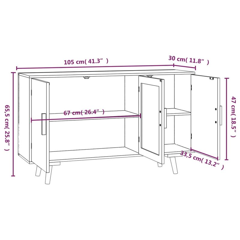 Casa si Gradina - Mobilier - Comode si corpuri - Comode - Servanta, alb, 105x30x65,5 cm, lemn prelucrat - Infinity.ro