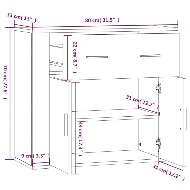 Casa si Gradina - Mobilier - Comode si corpuri - Comode - Servanta, stejar sonoma, 80x33x70 cm, lemn compozit - Infinity.ro
