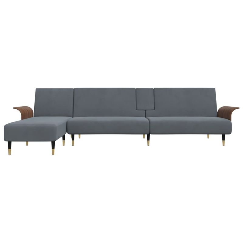 Casa si Gradina - Mobilier - Canapele si coltare - Canapele - Canapea extensibila in forma de L gri 279x140x70 cm catifea - Infinity.ro