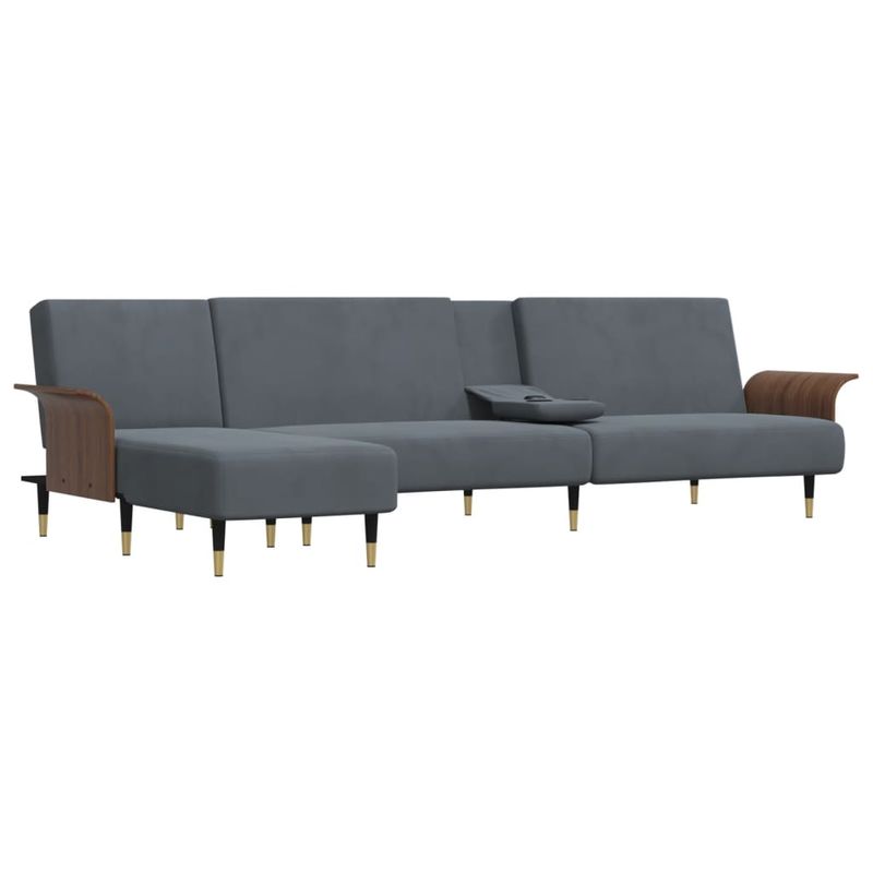Casa si Gradina - Mobilier - Canapele si coltare - Canapele - Canapea extensibila in forma de L gri 279x140x70 cm catifea - Infinity.ro
