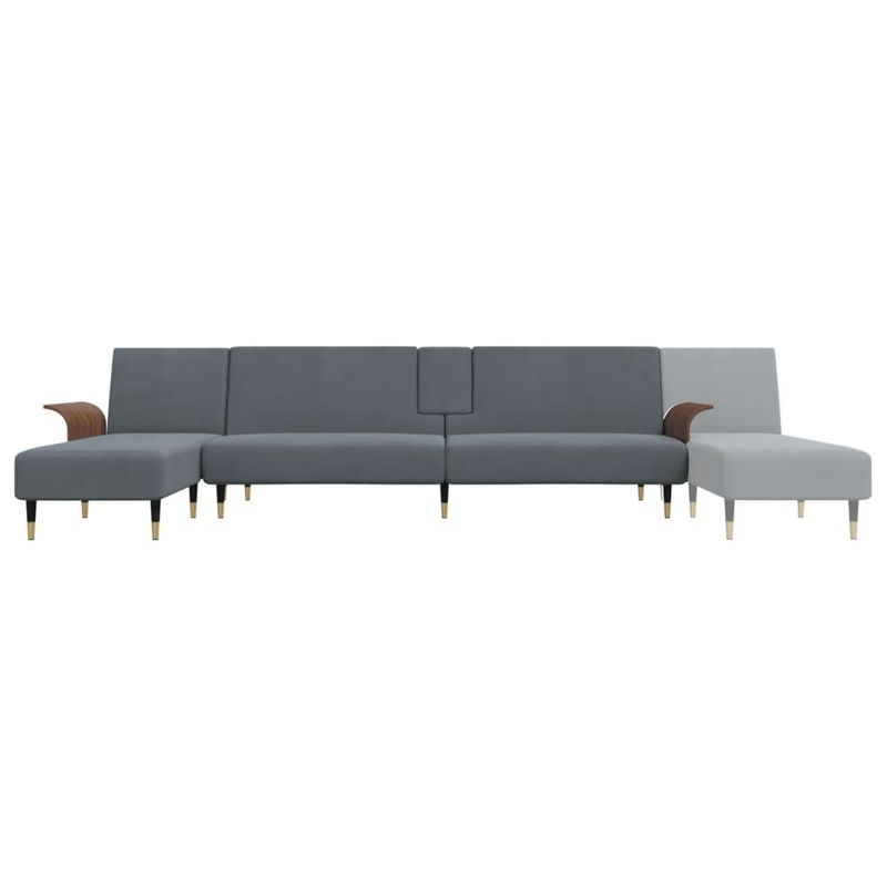 Casa si Gradina - Mobilier - Canapele si coltare - Canapele - Canapea extensibila in forma de L gri 279x140x70 cm catifea - Infinity.ro