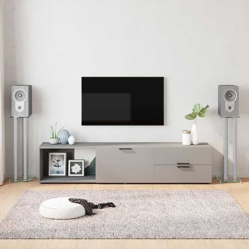 TV, Audio-Video si Foto - Audio profesionale - Stative - Suporturi pentru difuzoare 2 buc, sticla securizata, 3 stalpi - Infinity.ro